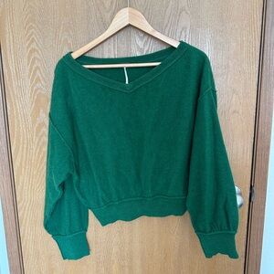 Free People cashmere crop sweater small v neck (see photos for true kelly green)